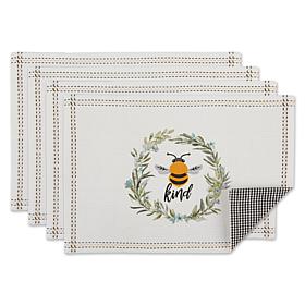 Design Imports Set of 4 Bee Kind Placemats