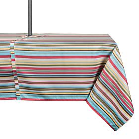 Design Imports Summer Stripe Outdoor Tablecloth w/Zipper - 60" x 120"