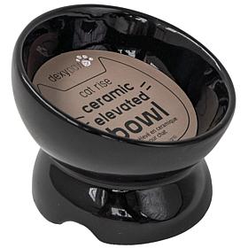 DexyPaws Elevated Ceramic Cat Bowl - Black, 7oz