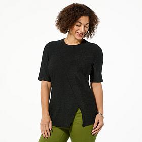 DG2 by Diane Gilman Asymmetric Metallic Knit Top