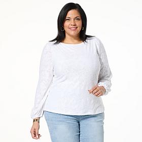 DG2 by Diane Gilman Boat Neck Lantern Sleeve Blouse