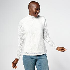 DG2 by Diane Gilman Brushed Lace Mockneck Top