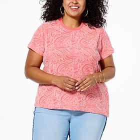 DG2 by Diane Gilman Burnout Tee with Snap Detail