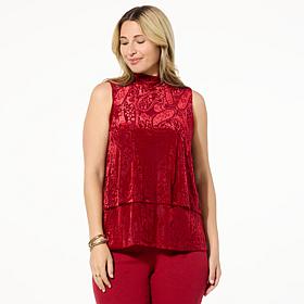DG2 by Diane Gilman Burnout Velvet Mock Neck Easy Tank