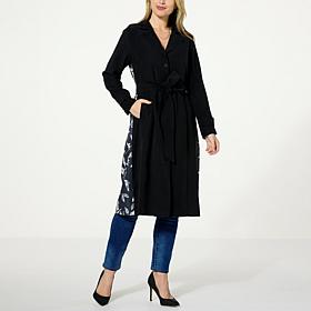 DG2 by Diane Gilman Butter Twill Printed Back Trench Coat