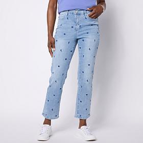 DG2 by Diane Gilman Classic Stretch Mini Embroidered Straight Jean