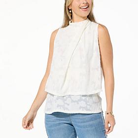DG2 by Diane Gilman Clipped Jacquard Twist-Neck Easy Tank