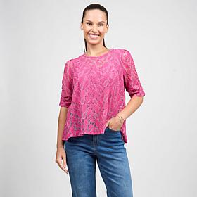 DG2 by
Diane Gilman Corded Lace Puff Sleeve Easy Top