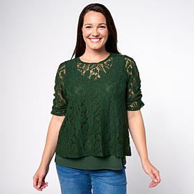 DG2 by
Diane Gilman Corded Lace Puff Sleeve Easy Top