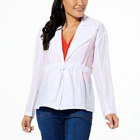 DG2 by Diane Gilman Crinkled Crepe Drawstring Waist Blazer