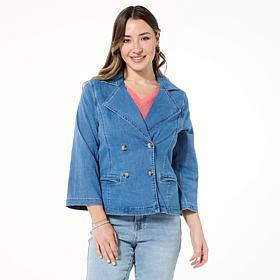 DG2 by Diane Gilman Dream Drape Denim Double-Breasted Jacket