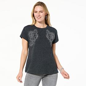 DG2 by Diane Gilman Embellished Crew-Neck Top
