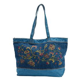 DG2 by Diane Gilman Embroidered Denim Tote Bag