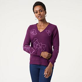 DG2 by Diane Gilman Embroidered V-Neck Top