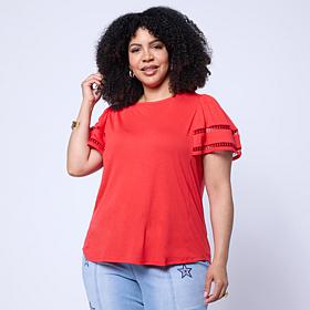 DG2 by Diane Gilman Everyday Jersey Flutter Sleeve Top