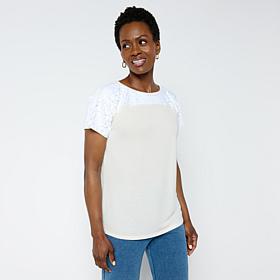 DG2 by Diane Gilman Everyday Jersey Paillette Yoke Knit Top