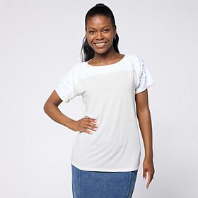 DG2 by Diane Gilman Everyday Jersey Payette Yoke Knit Top