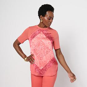 DG2 by Diane Gilman Everyday Jersey Print Combo Top