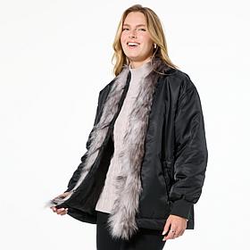 DG2 by Diane Gilman Faux Fur Trim Bomber Jacket