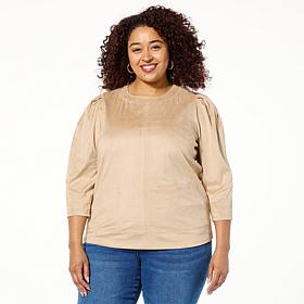 DG2 by Diane Gilman Faux Suede 3/4-Sleeve Top