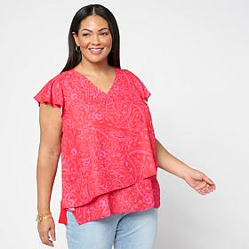 DG2 by Diane Gilman Flutter Sleeve Asymmetric Easy Top