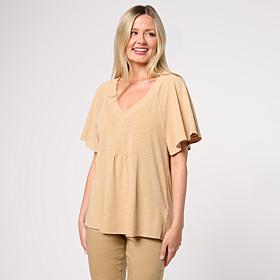 DG2 by
Diane Gilman Flutter-Sleeve V-neck Top