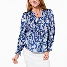 DG2 by Diane Gilman Just Like Silk V-Neck Peasant Blouse