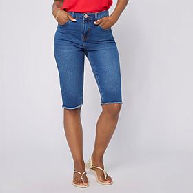 DG2 by Diane Gilman Legacy Stretch Denim Fray Hem Bermuda Short