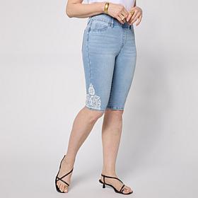 DG2 by Diane Gilman Legacy Stretch Lace Detail Pull-On Bermuda Shorts