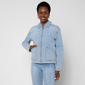 DG2 by Diane Gilman Legacy Stretch Rhinestone Pocket Zip Up Jacket