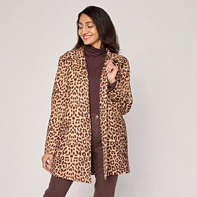 DG2 by Diane Gilman Leopard Print Faux Suede Car Coat