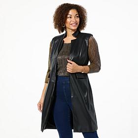 DG2 by Diane Gilman Long Faux Leather Vest