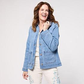 DG2 by Diane Gilman Lux Touch Denim Patch Pocket Utility Jacket