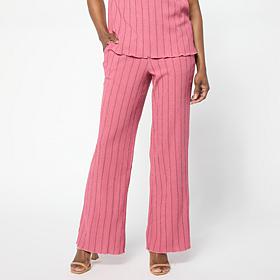 DG2 by Diane Gilman Micro Plisse Knit Pull-On Easy Wide-Leg Pant