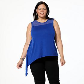 DG2 by Diane Gilman Mixed Media Asymmetric Scarf Tank Top