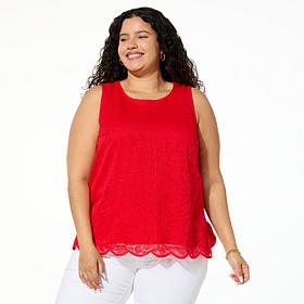 DG2 by Diane Gilman Mixed Media Lace Tank