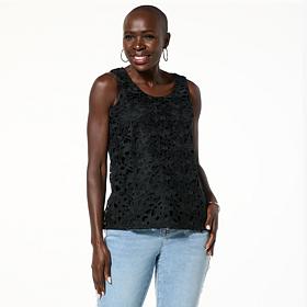 DG2 by Diane Gilman Mixed Media Lace Tank