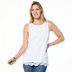 DG2 by Diane Gilman Mixed Media Lace Tank