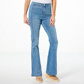 DG2 by Diane Gilman New Classic Stretch Denim Angled Seam Flare Jean