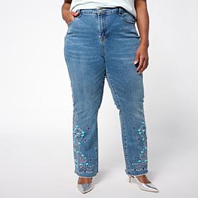 DG2 by Diane Gilman New Classic Stretch Denim Embellished Bootcut Jean