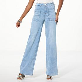 DG2 by Diane Gilman New Classic Stretch Denim Pull-On Wide-Leg Jean
