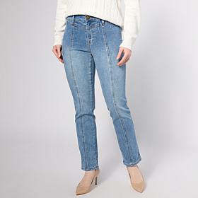DG2 by Diane Gilman New Classic Stretch Denim Seamed Straight Leg Jean