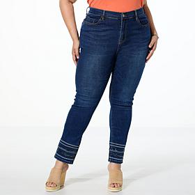 DG2 by Diane Gilman New Classic Stretch Denim Sequin Hem Skinny Jean