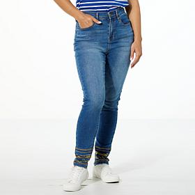 DG2 by Diane Gilman New Classic Stretch Denim Sequin Hem Skinny Jean