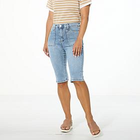 DG2 by Diane Gilman New Classic Stretch Denim Studded Bermuda Short