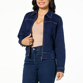 DG2 by Diane Gilman New Classic Stretch Denim Zip-Up Jacket
