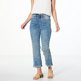 DG2 by Diane Gilman New Classic Stretch Embroidered Girlfriend Jean
