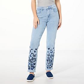 DG2 by Diane Gilman New Classic Stretch Embroidered Straight-Leg Jean