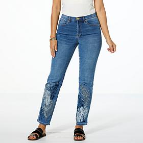 DG2 by Diane Gilman New Classic Stretch Embroidered Straight-Leg Jean