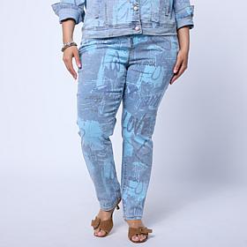 DG2 by Diane Gilman New Classic Stretch Graffiti Print Skinny Jean